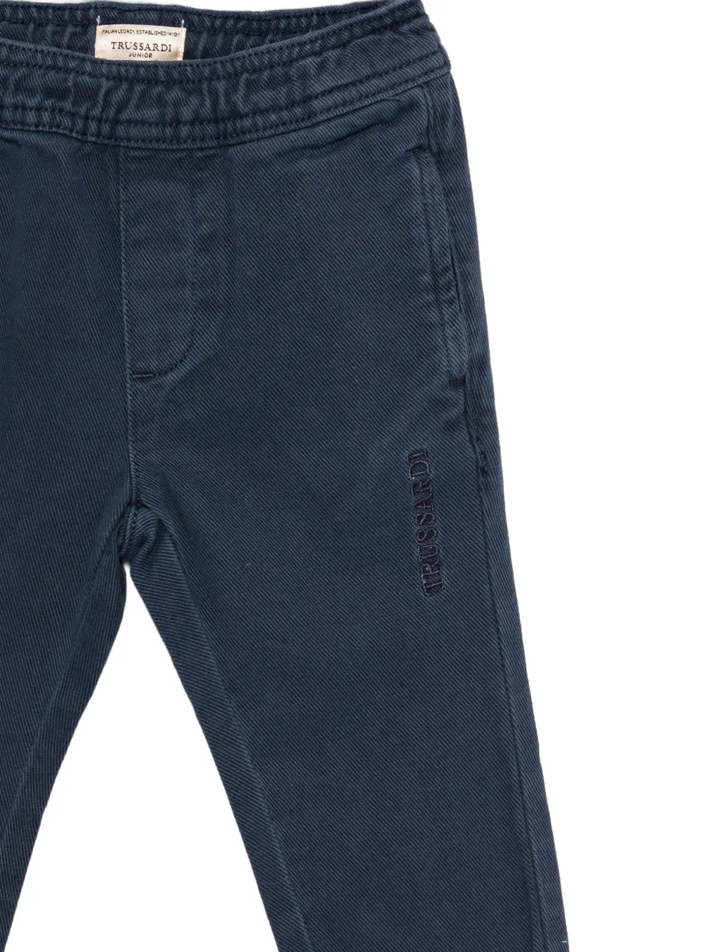 TRUSSARDI JUNIOR logo-embroidered elasticated trousers Blauw