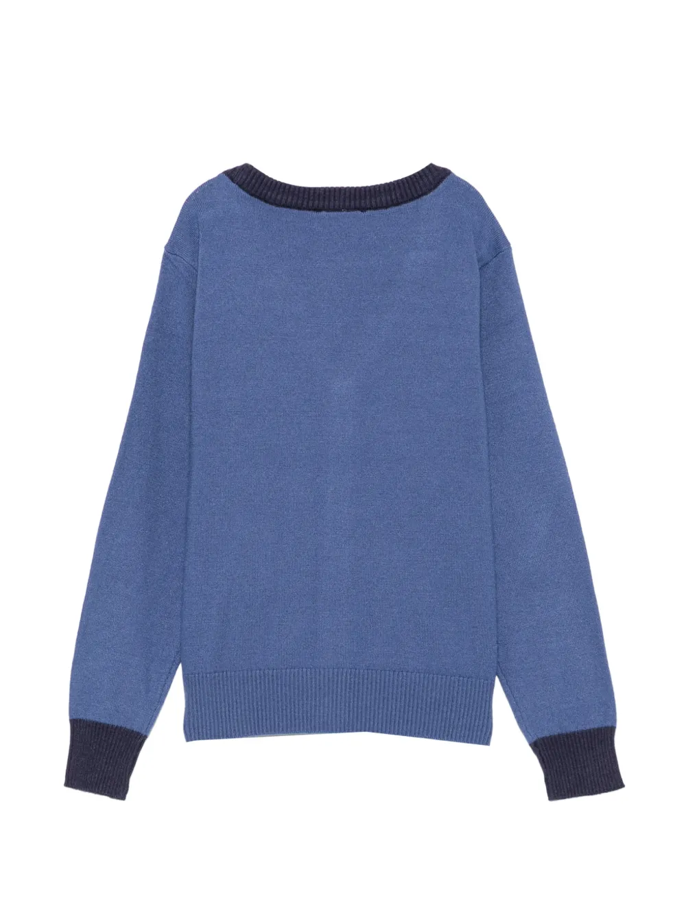 TRUSSARDI JUNIOR logo-embroidered V-neck cardigan Blauw