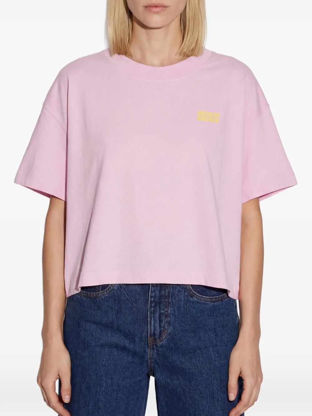 American Vintage Gixy T-shirt met logoprint Roze