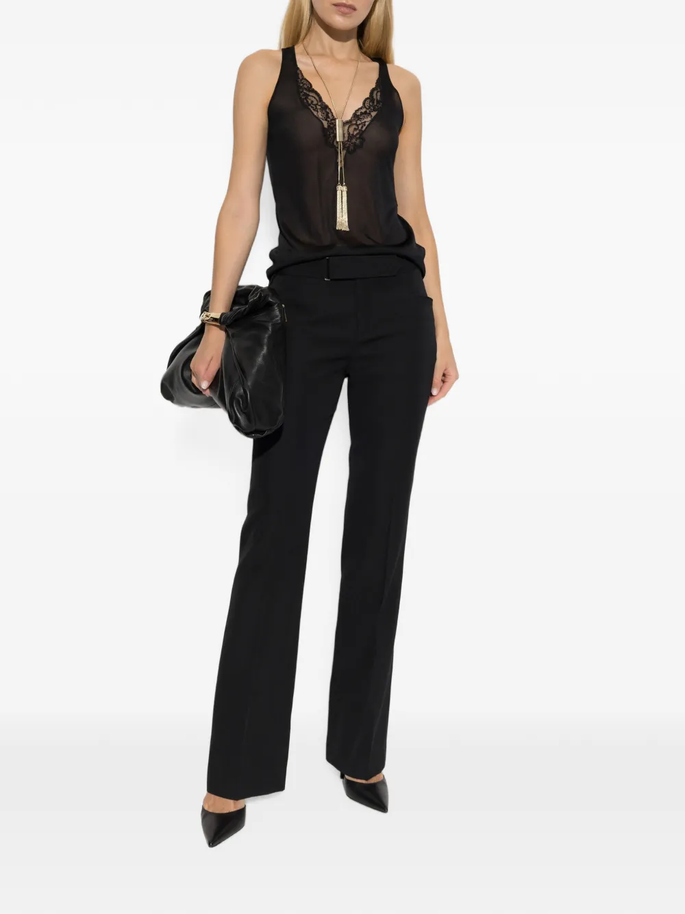 Balmain Broek met ceintuur Zwart