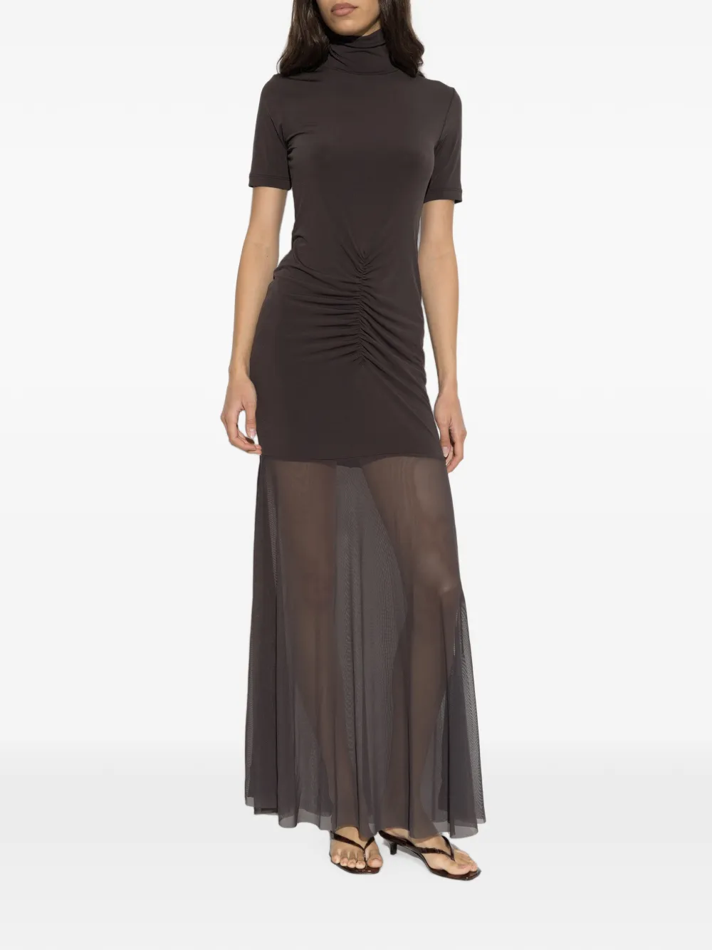 Gestuz GZmarti maxi-jurk met ruches Bruin