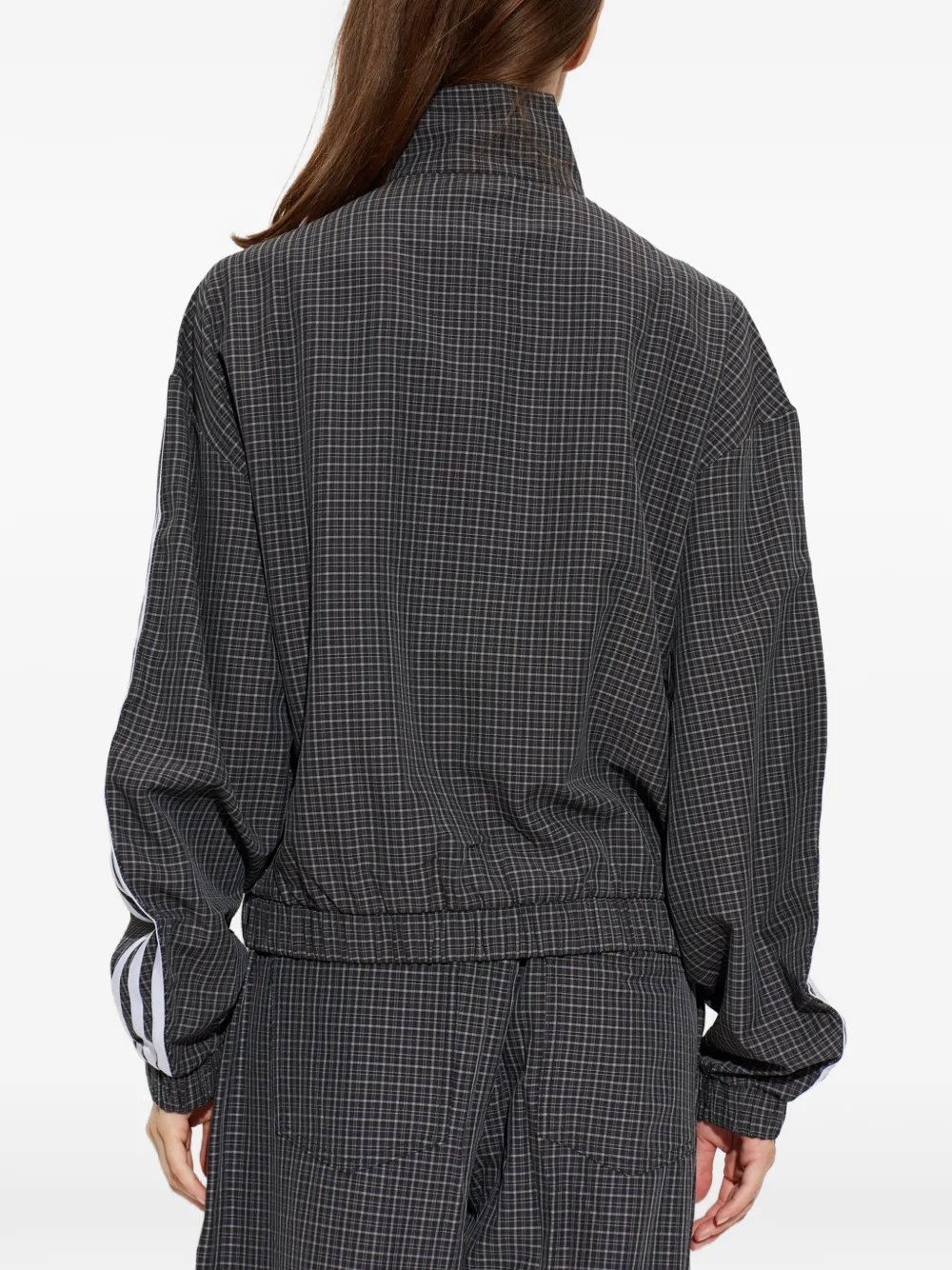 adidas check-print zip-up sweatshirt Grijs