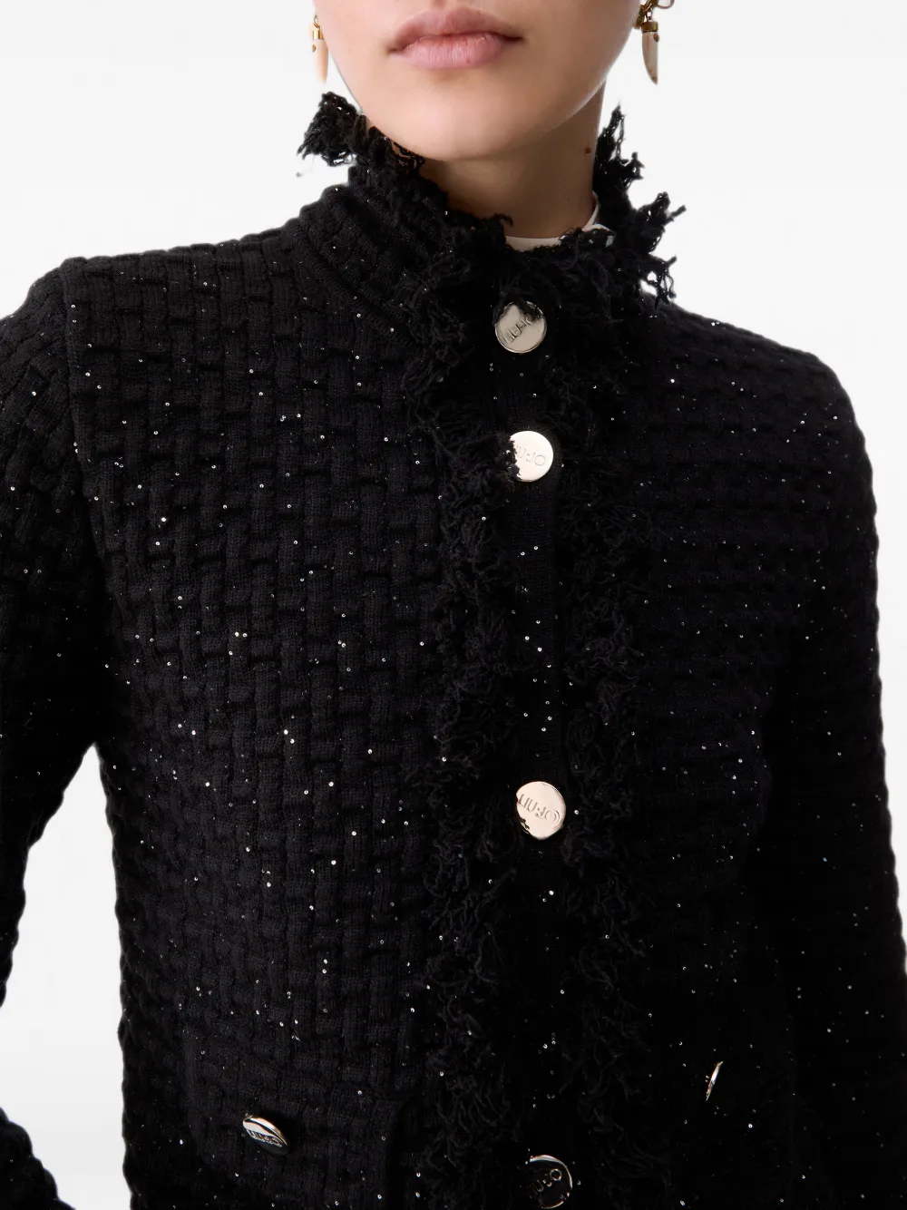LIU JO jacket with frayed details Zwart