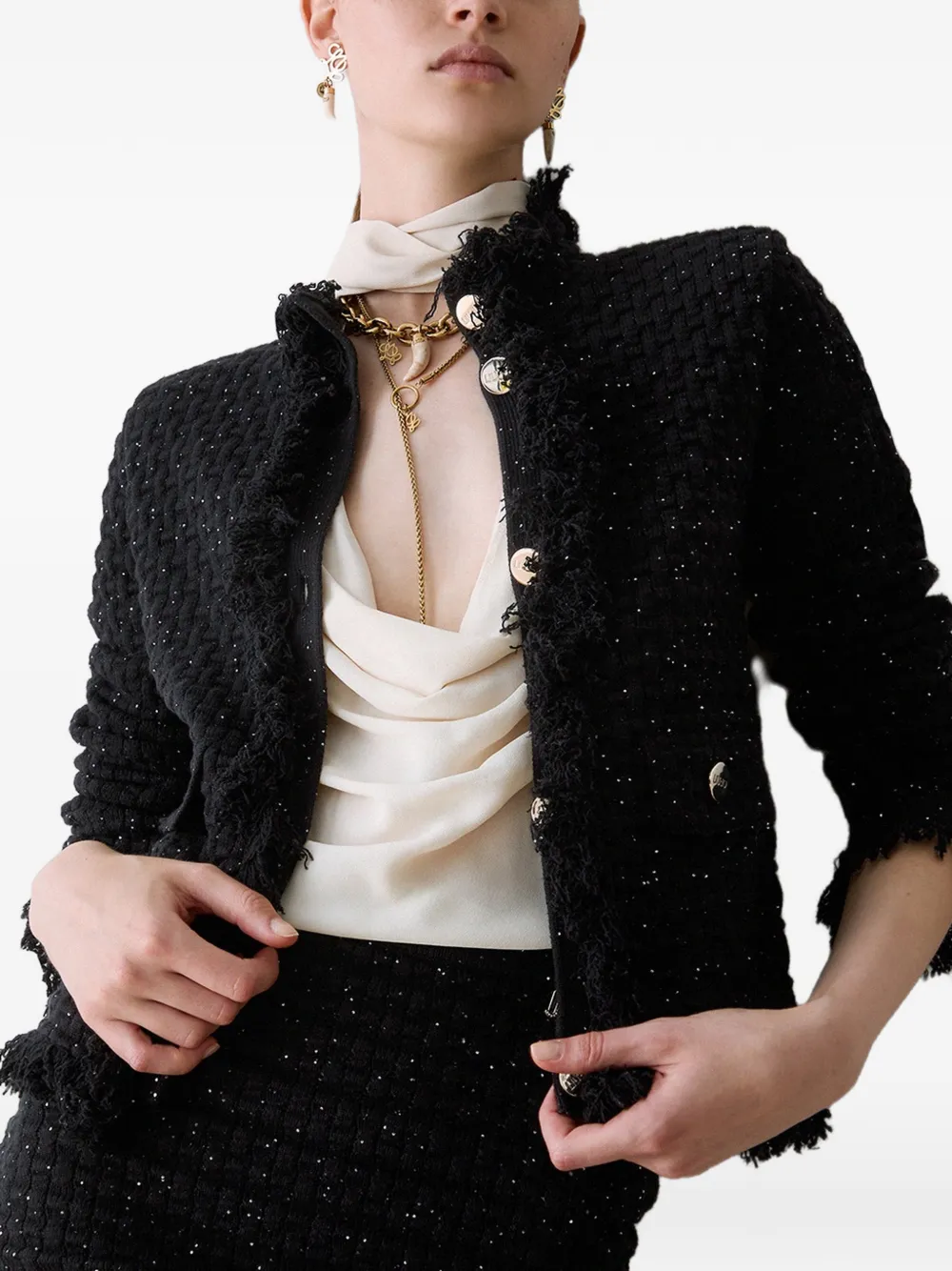 LIU JO jacket with frayed details Zwart