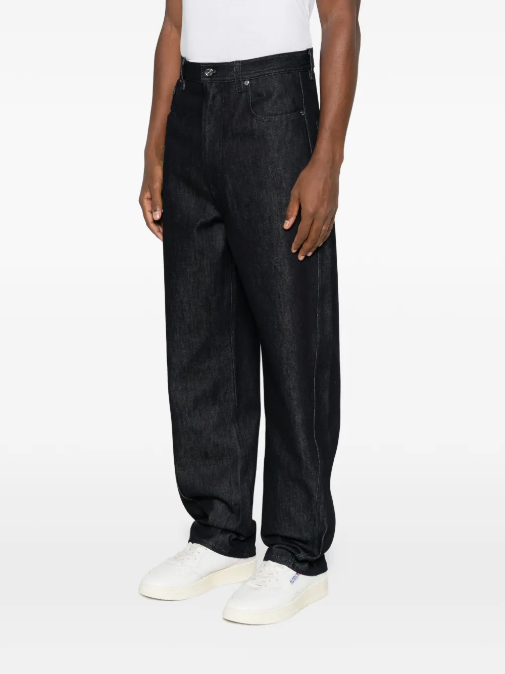 Lacoste logo-patch straight-leg jeans Blauw
