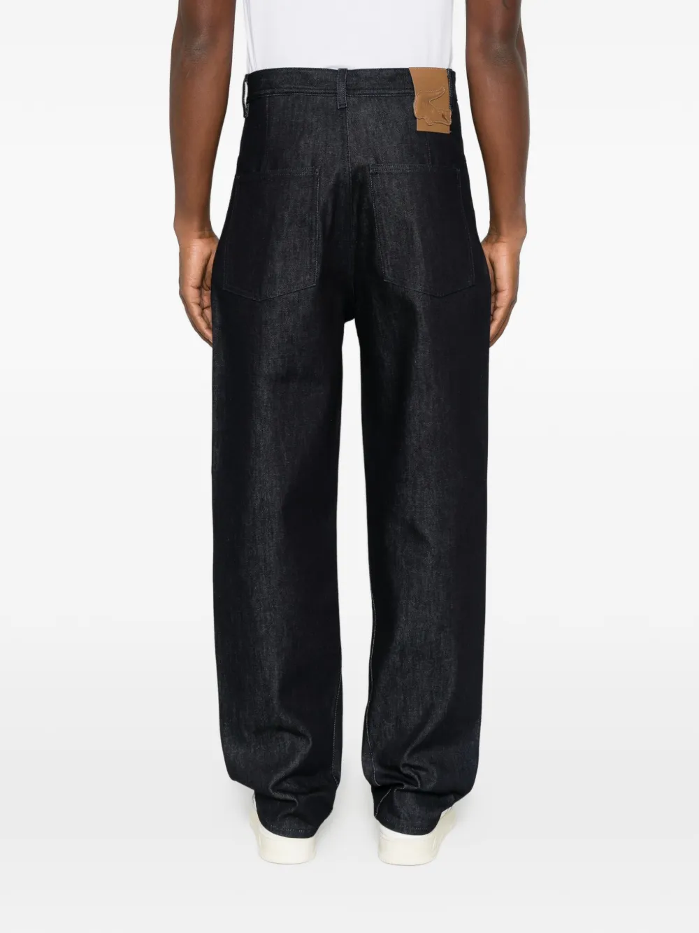 Lacoste logo-patch straight-leg jeans Blauw