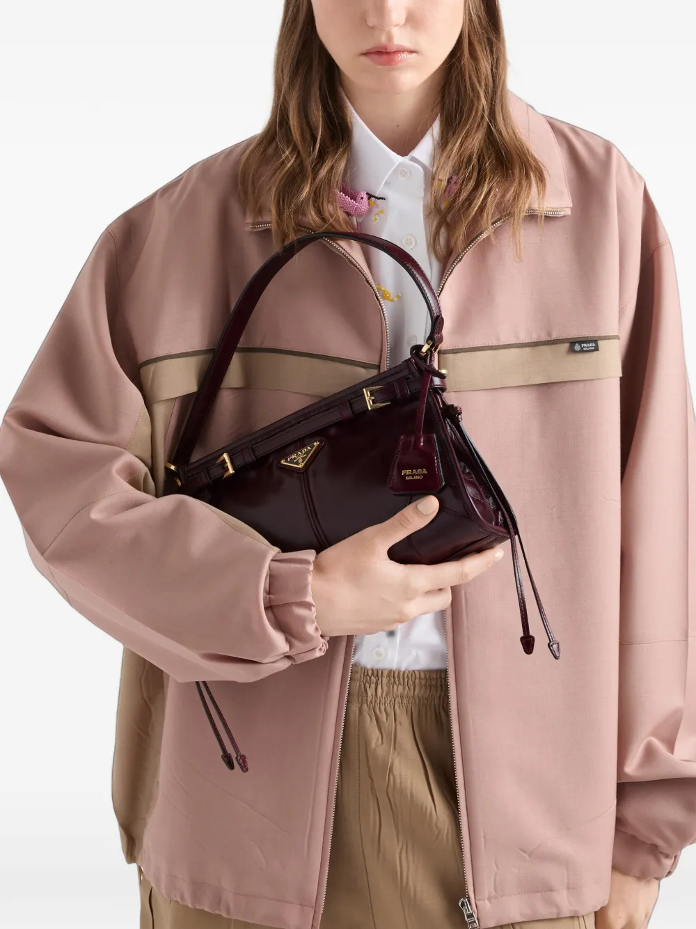 Prada Bonnie kleine leren handtas Rood