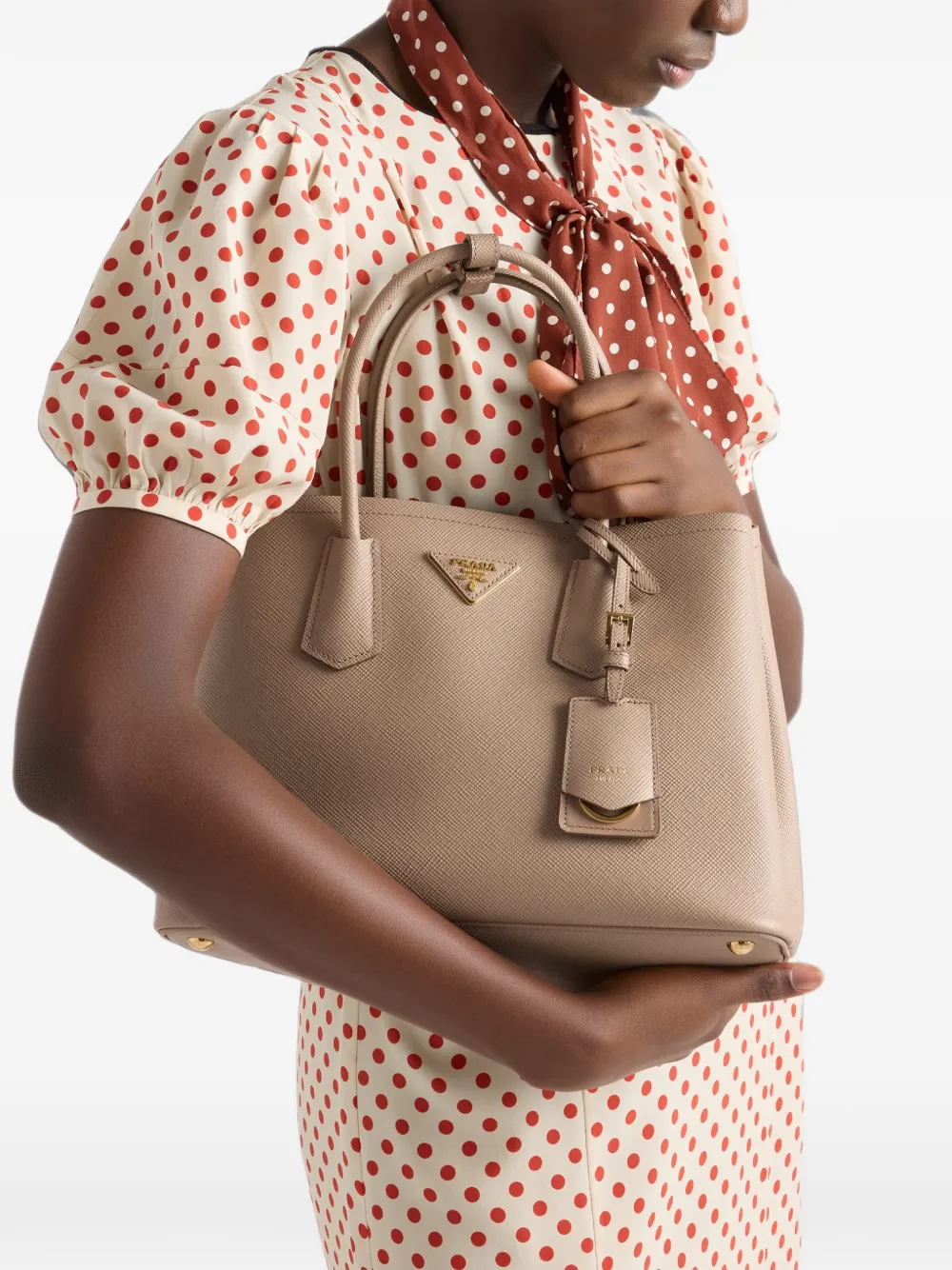 Prada Double medium Saffiano leather bag Beige