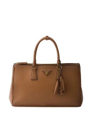Prada Large Leather Tote Bag | Brown | FARFETCH CA