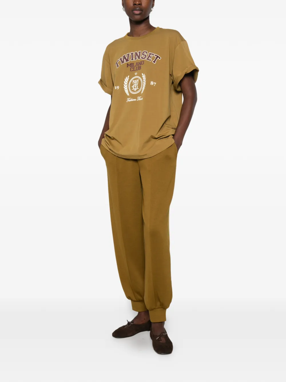 TWINSET logo-print cotton T-shirt Groen