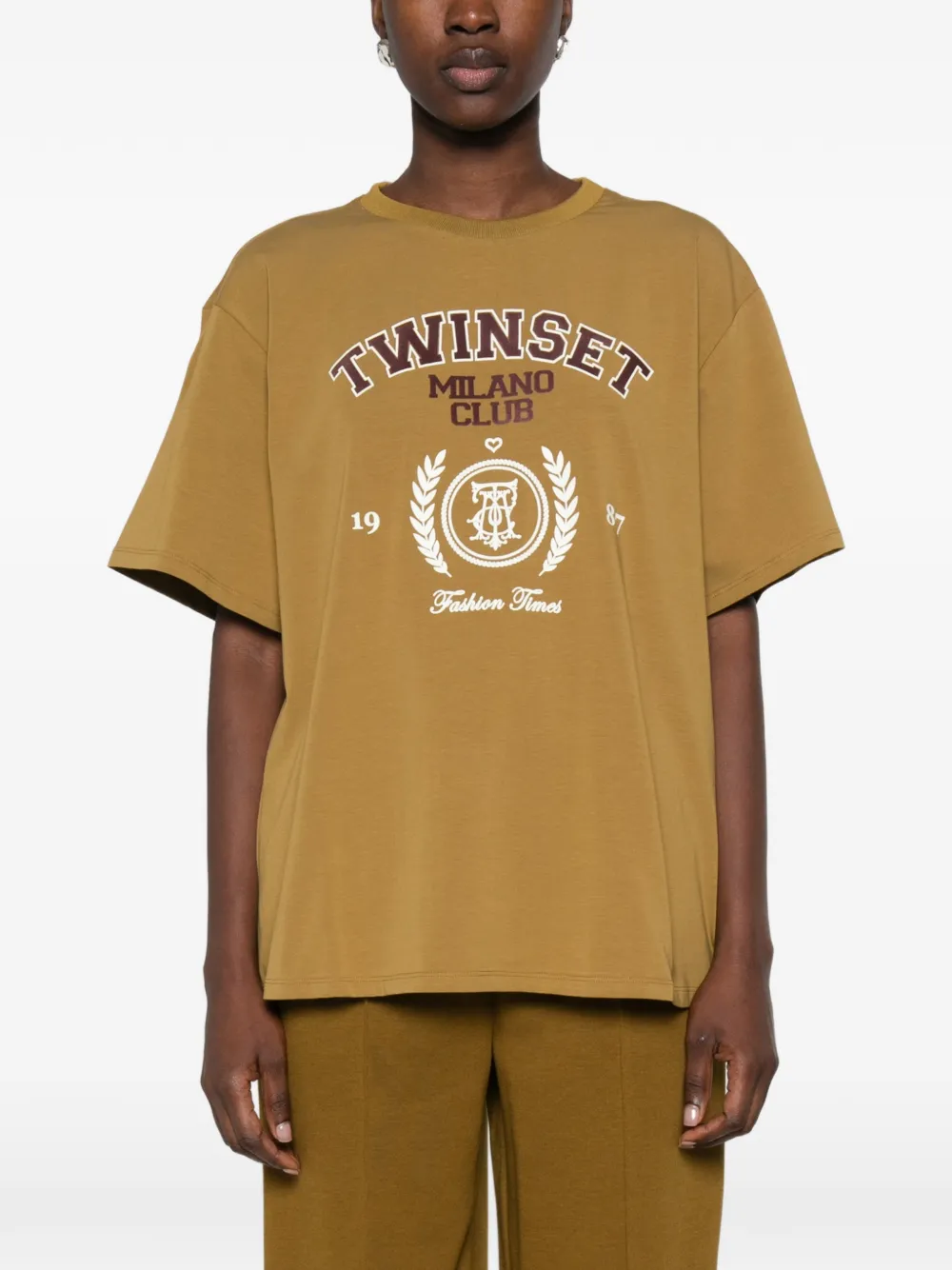 TWINSET logo-print cotton T-shirt Groen