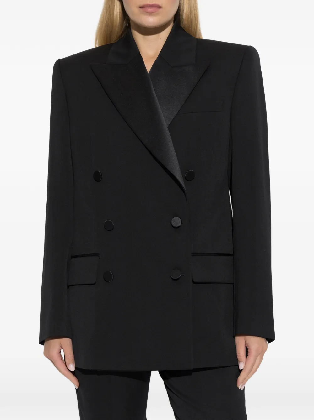 Balmain Wollen blazer met dubbele rij knopen Zwart