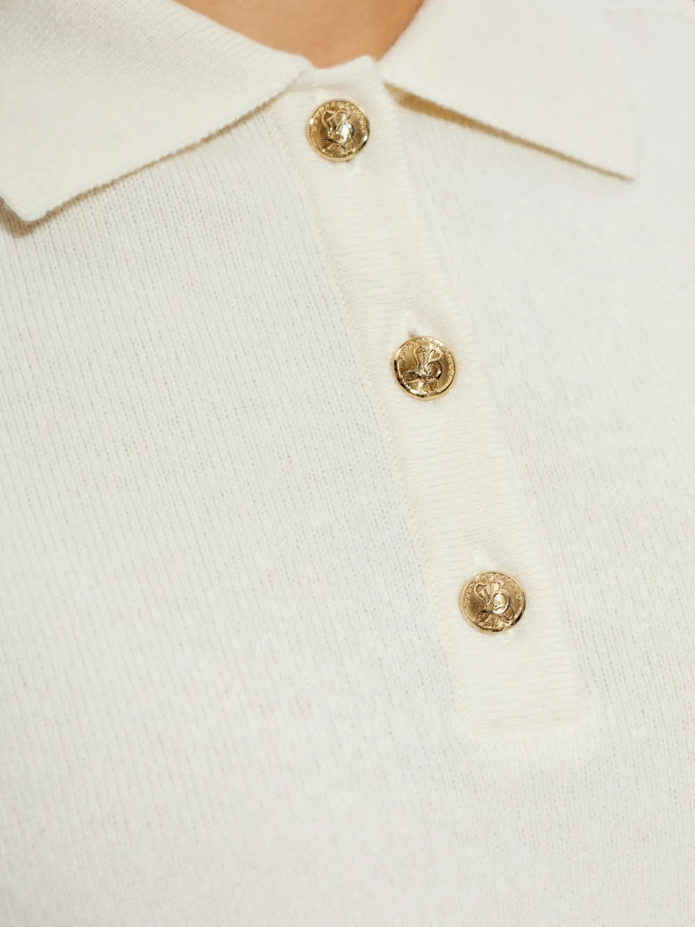 Balmain short-sleeve wool polo shirt Beige