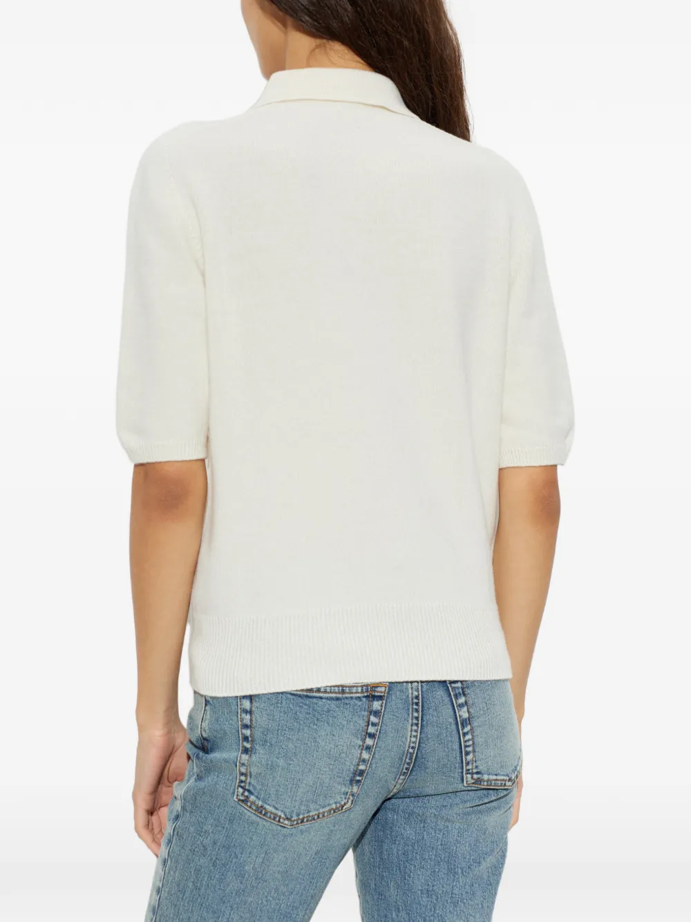 Balmain short-sleeve wool polo shirt Beige