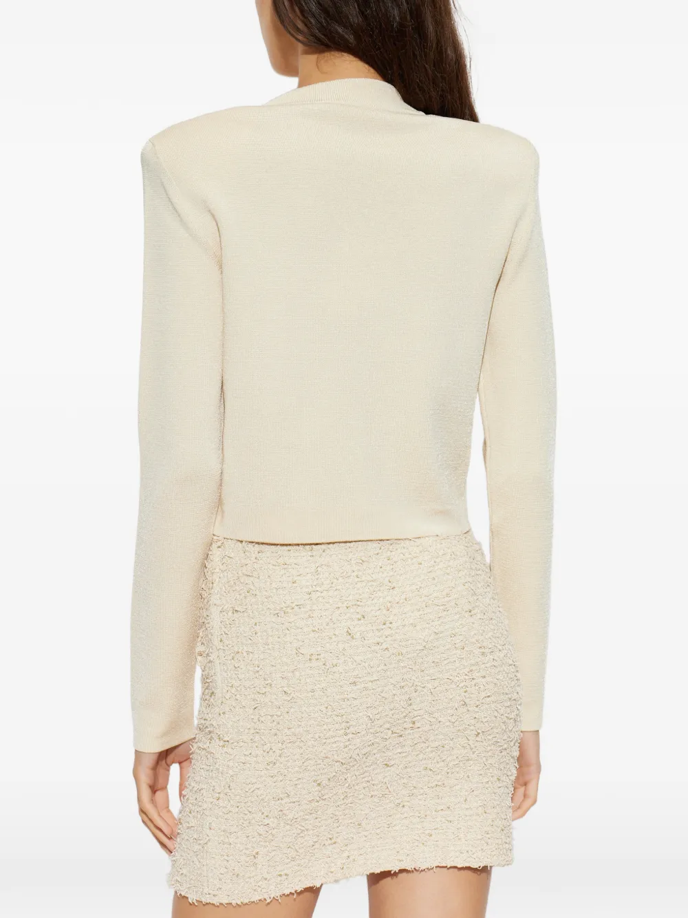 Balmain shoulder-pad button-up cardigan Beige