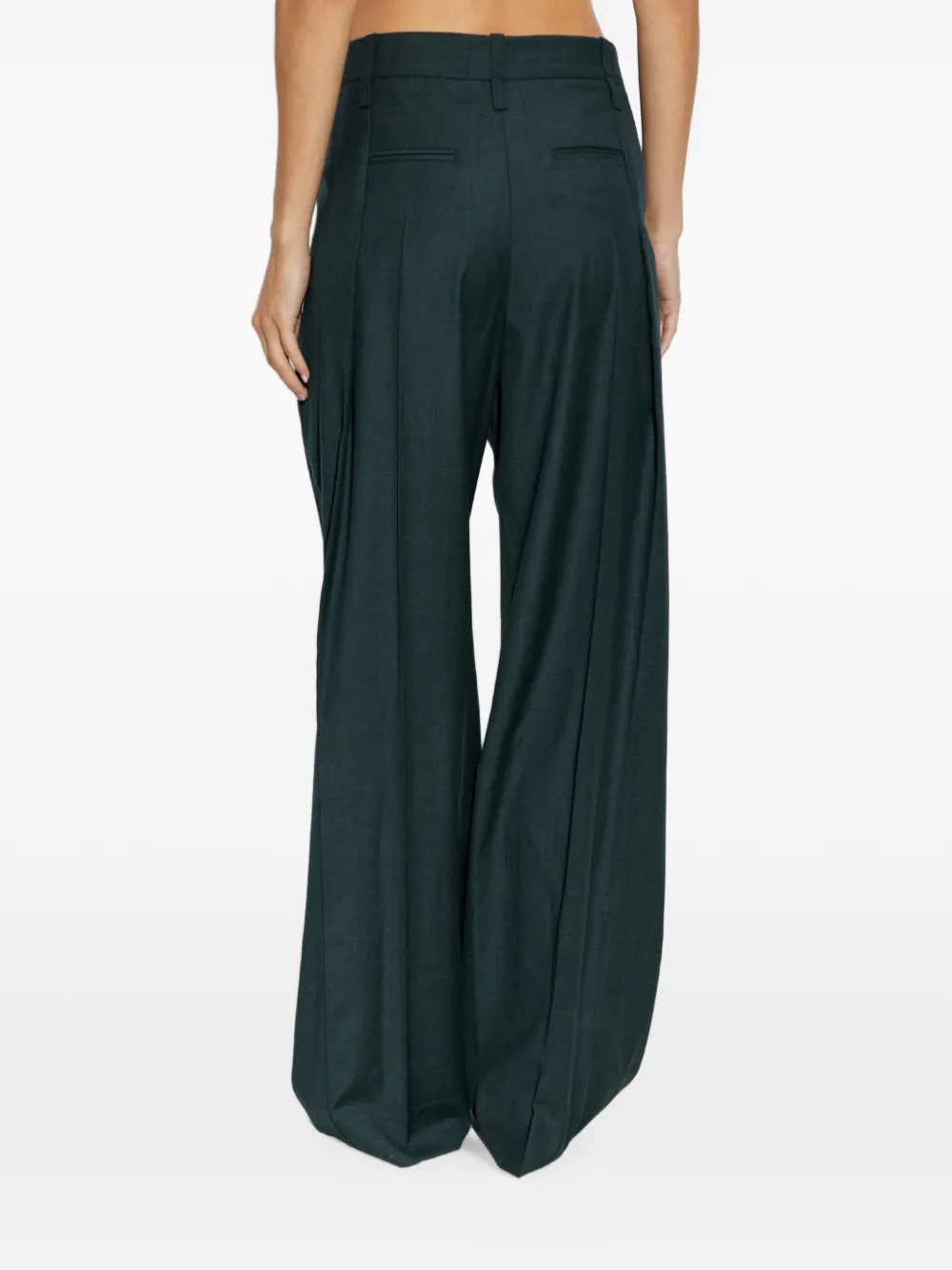 Victoria Beckham Ethel wollen plooibroek met hoge taille Groen