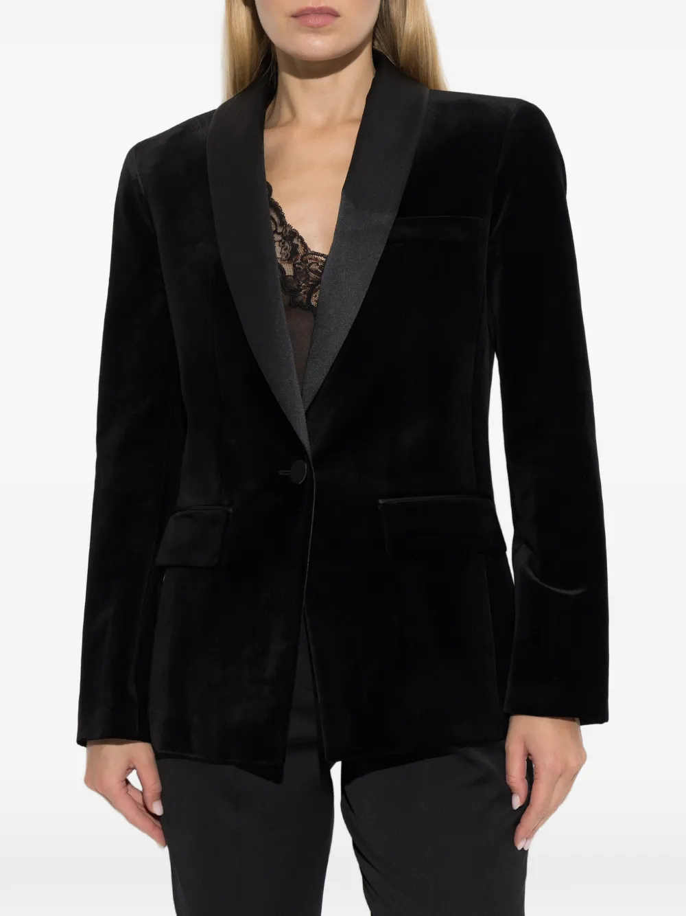 Balmain Fluwelen blazer met sjaalrevers Zwart