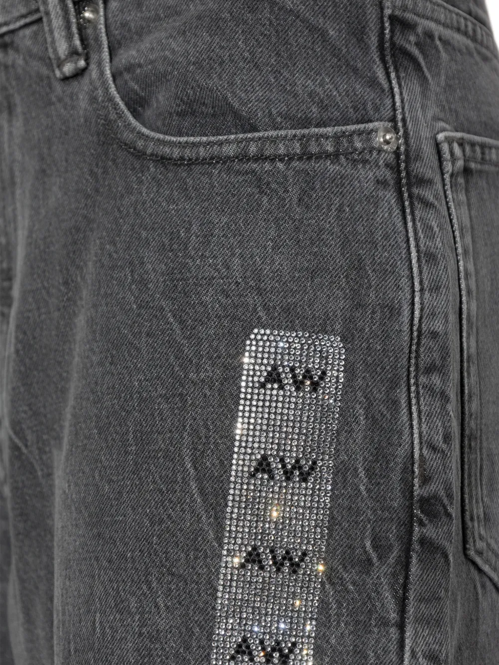Alexander Wang crystal-embellished wide-leg jeans Grijs