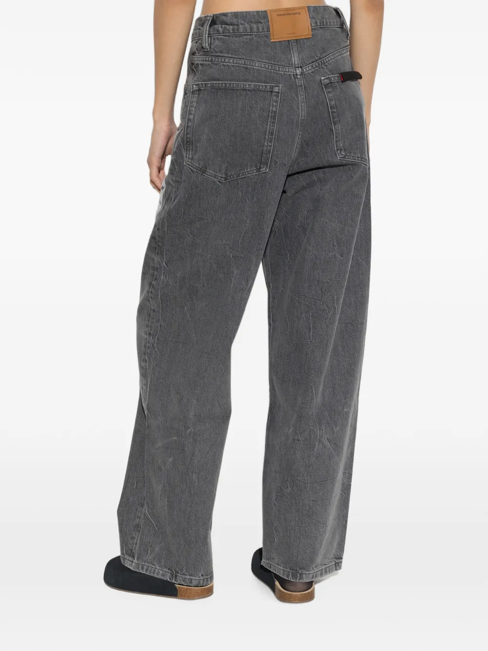 Alexander Wang crystal-embellished wide-leg jeans Grijs