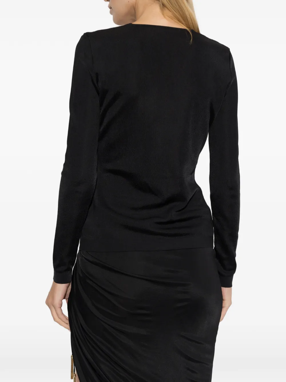 Balmain lace-trim button-up cardigan Zwart