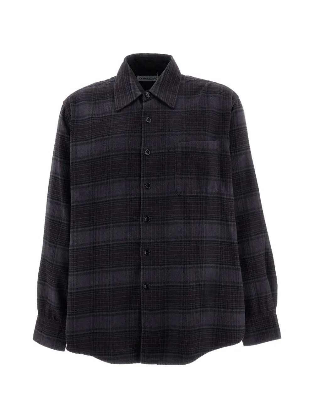 OUR LEGACY Above shirt faded nocturne check flannel Zwart