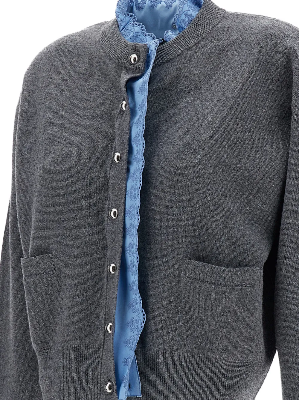 Rabanne cable-knit button-up cardigan Grijs