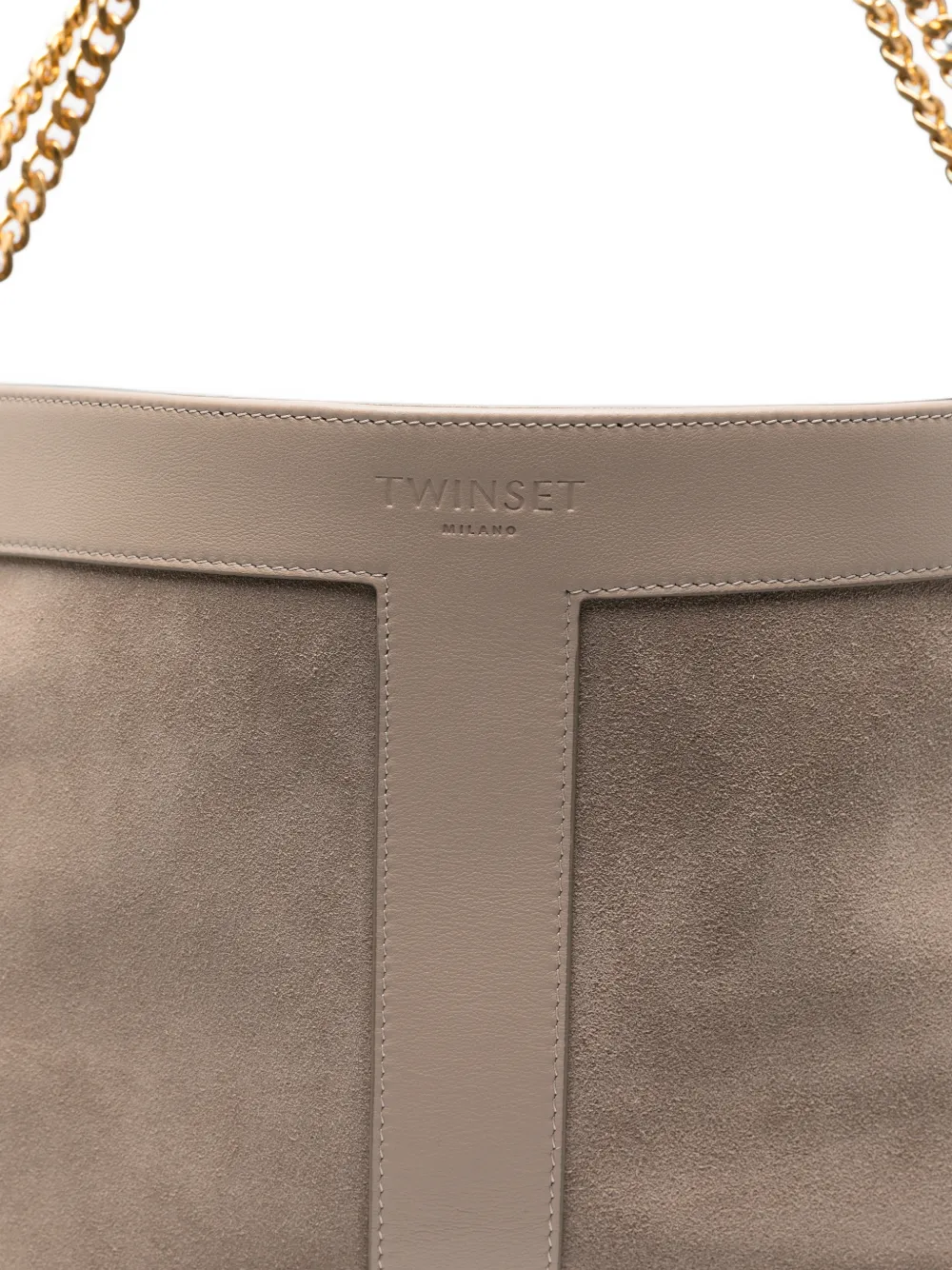 TWINSET suede panelled shoulder bag Beige