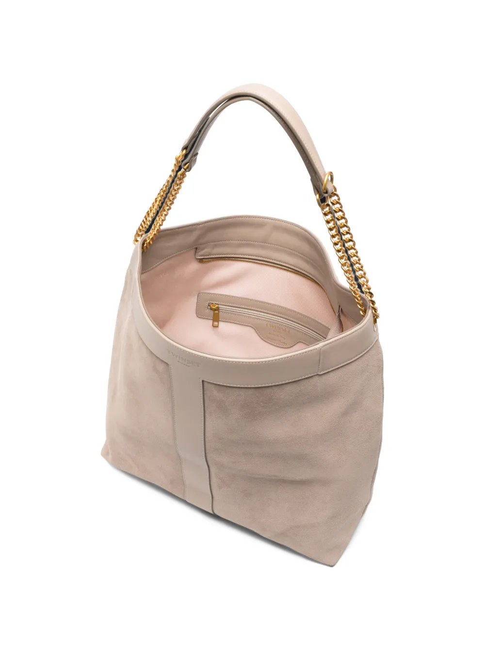 TWINSET suede panelled shoulder bag Beige