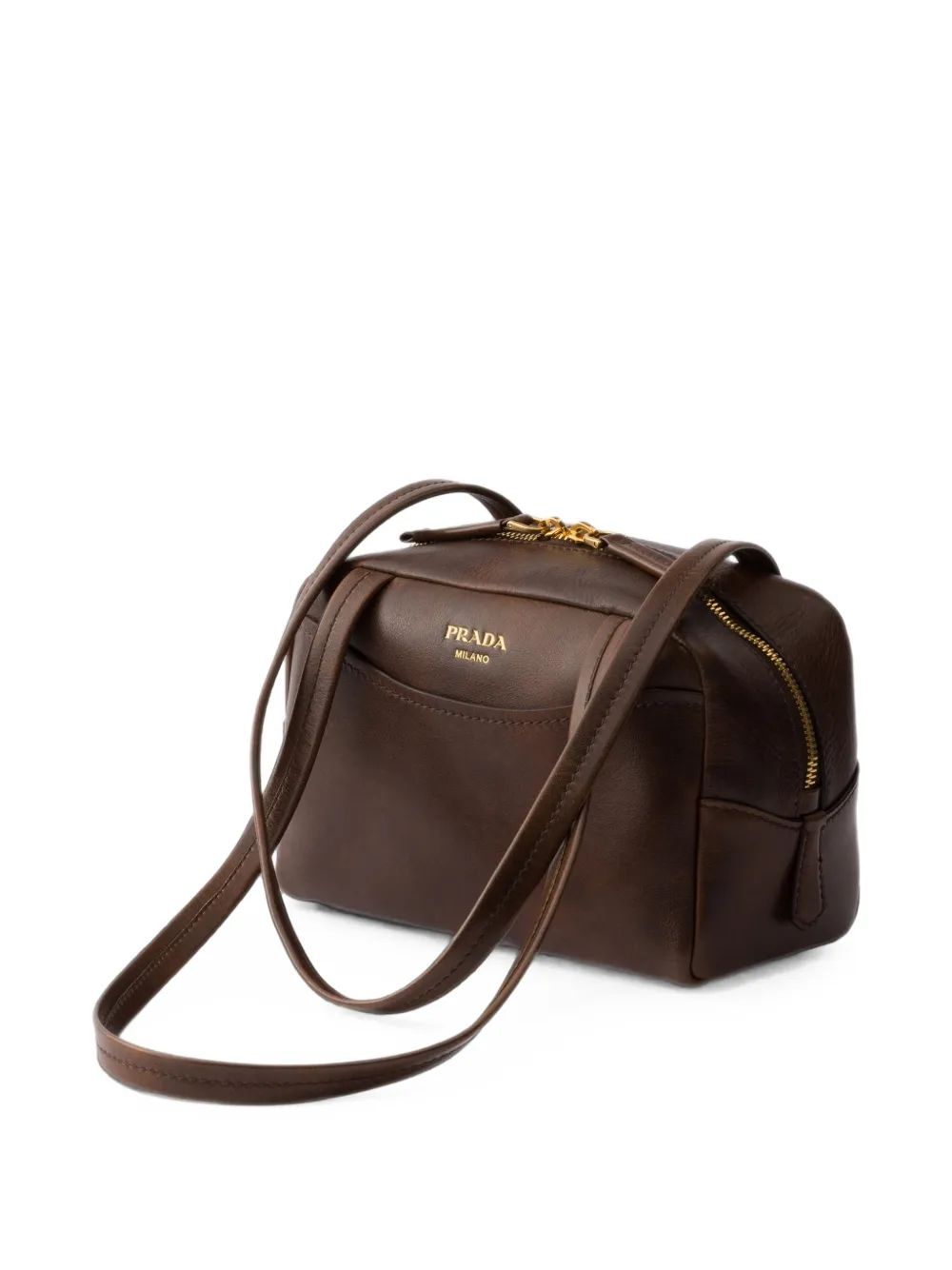 Prada Carry antieke leren mini-tas met handvat Bruin