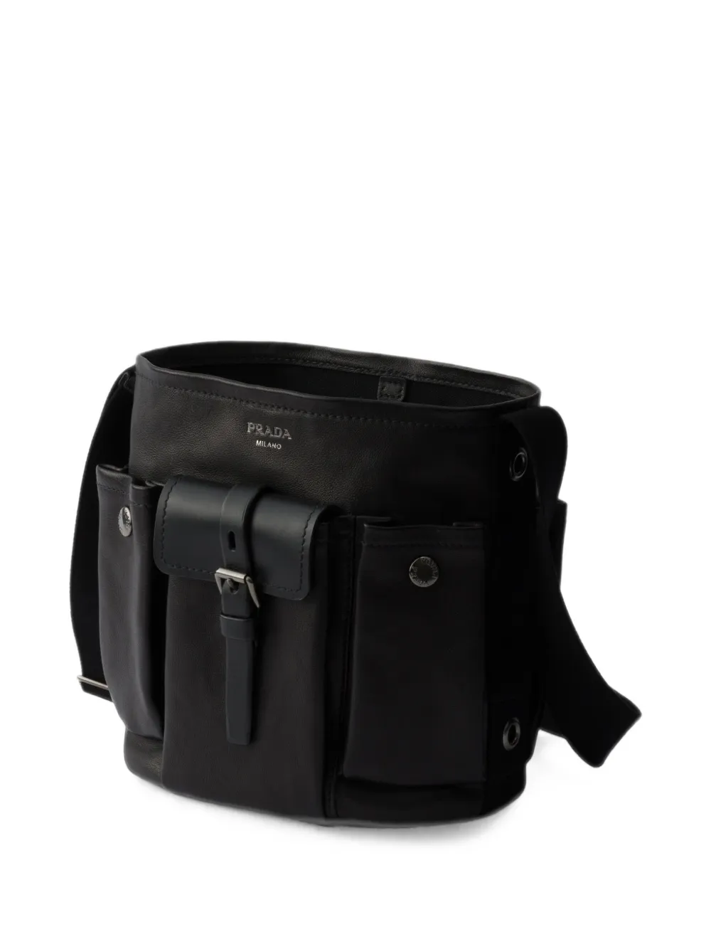 Prada Route leren mini bucket-tas Zwart