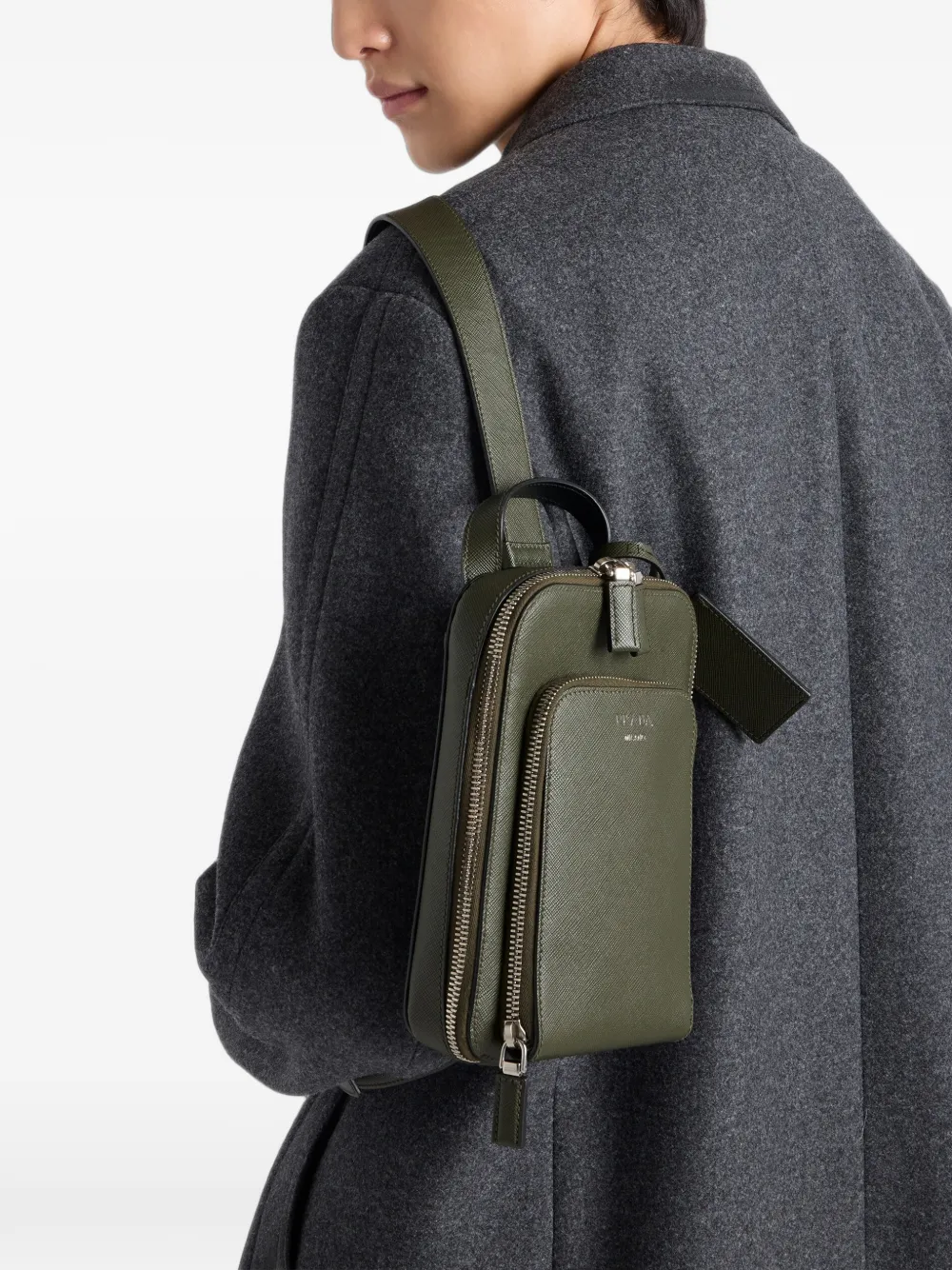 Prada Rugzak van saffiano leer Groen