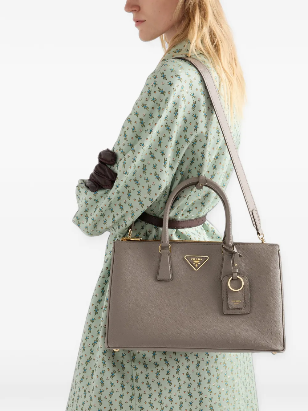 Prada Grote Galleria tas van saffiano leer Grijs