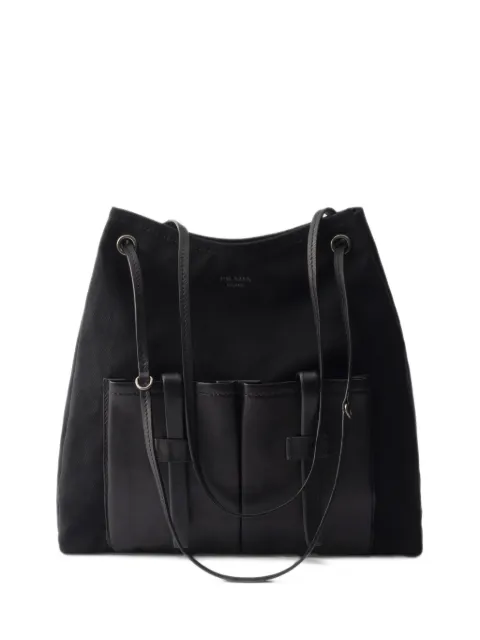 Prada Route large canvas and leather bag