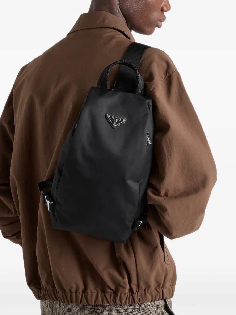 Prada Re-Nylon en Saffiano leren rugzak Zwart