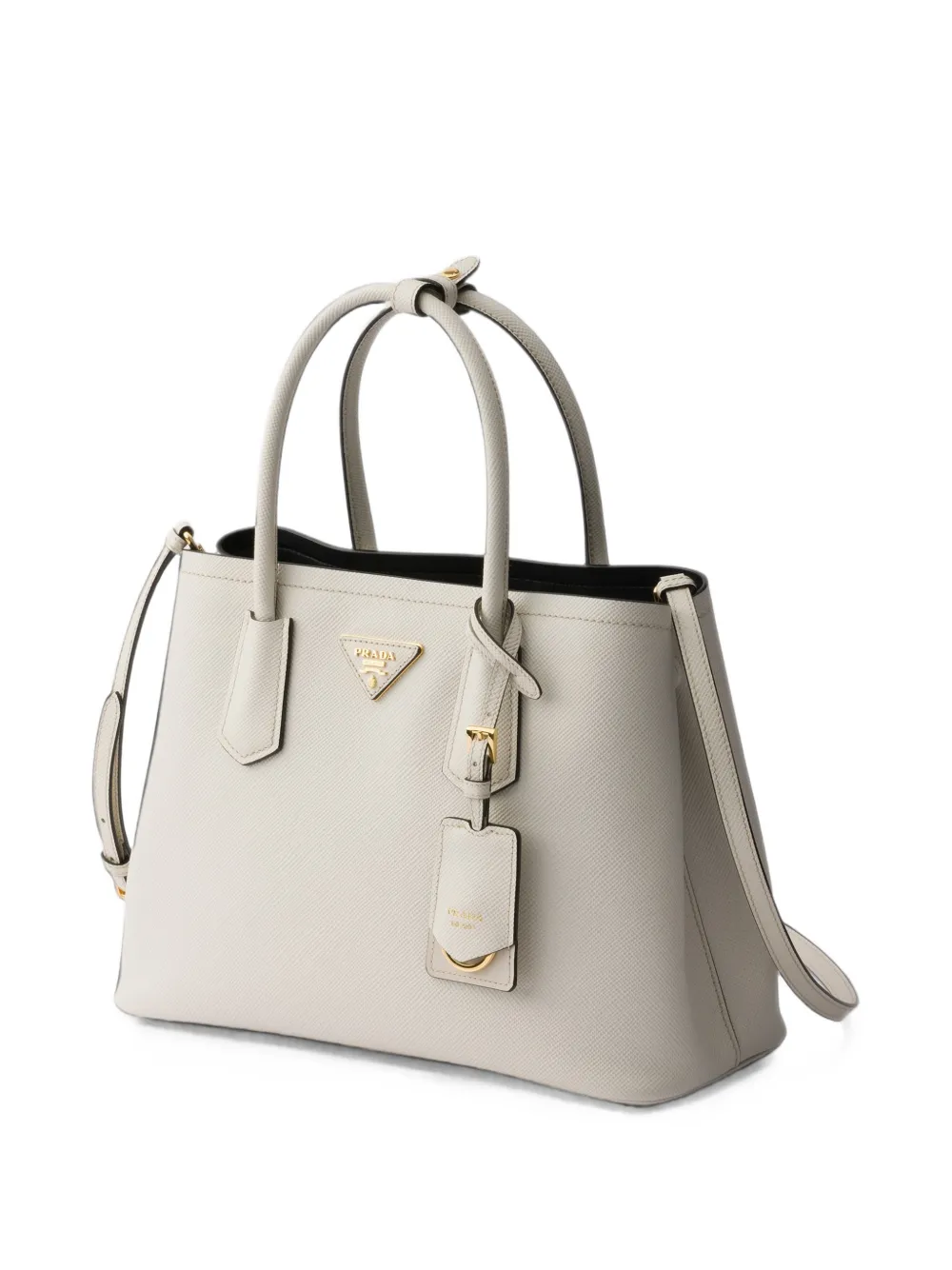Prada Medium Double Saffiano leren tas Beige