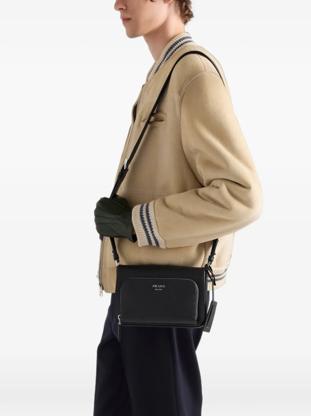 Prada Leren schoudertas Zwart