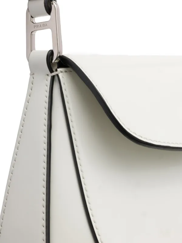 Prada Cleo Brushed Leather Shoulder Bag | White | FARFETCH
