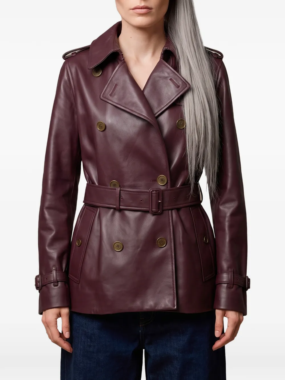 Burberry leather Kensington trench jacket - Rosso
