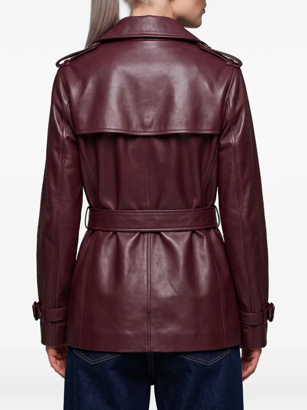 Burberry Kensington leren trenchcoat Rood