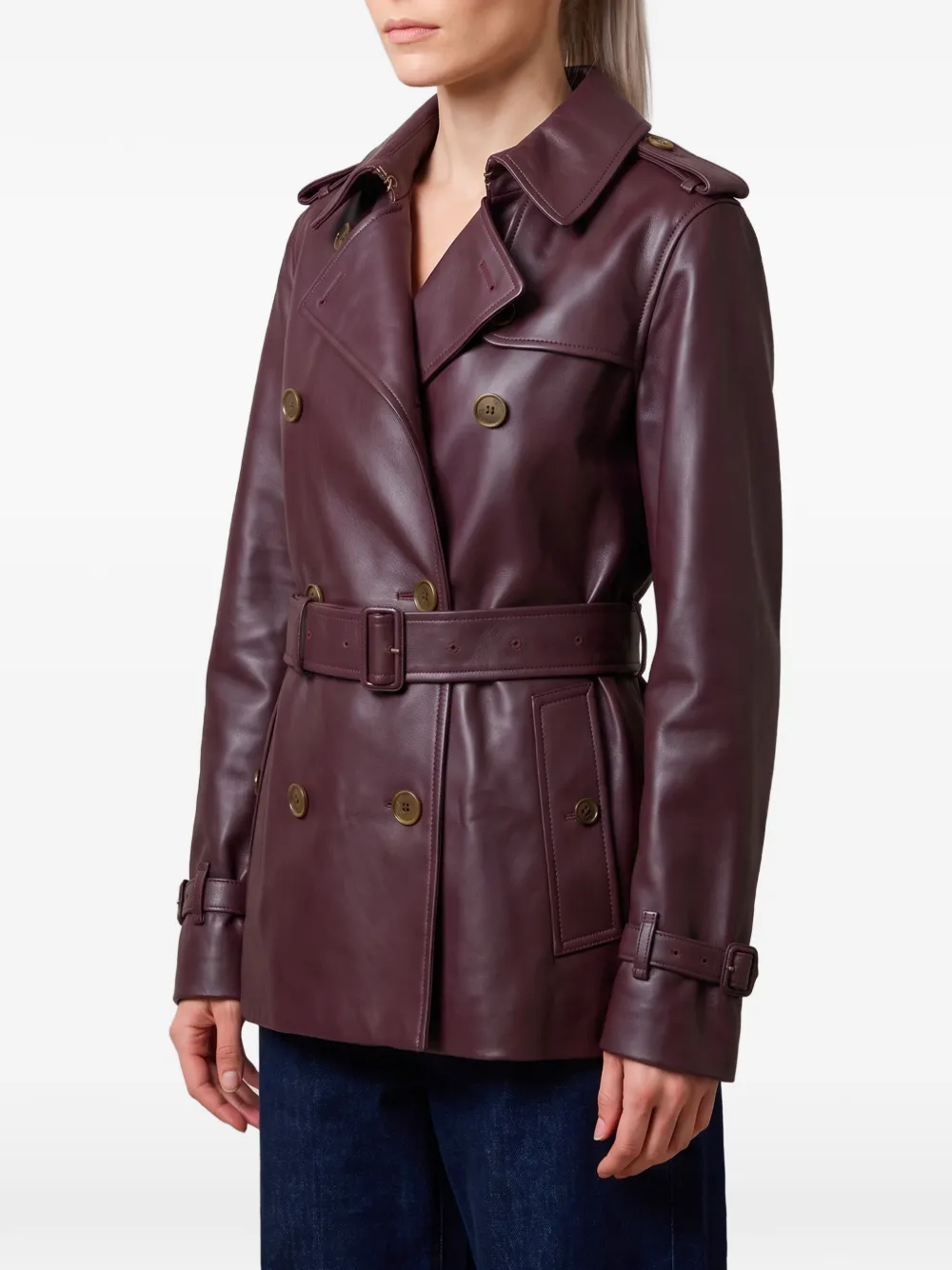 Burberry Kensington leren trenchcoat Rood