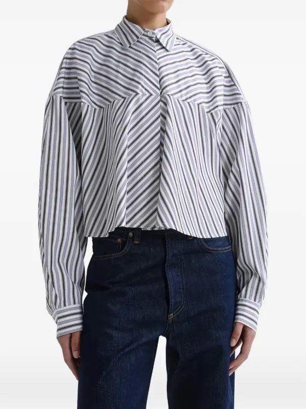 Agolde Agnes Striped Cropped Shirt in Blue