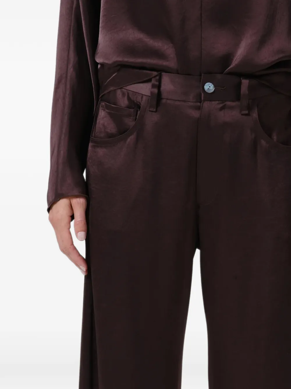 Citizens of Humanity Brynn Hammered-satin Trousers in Brown, view 4