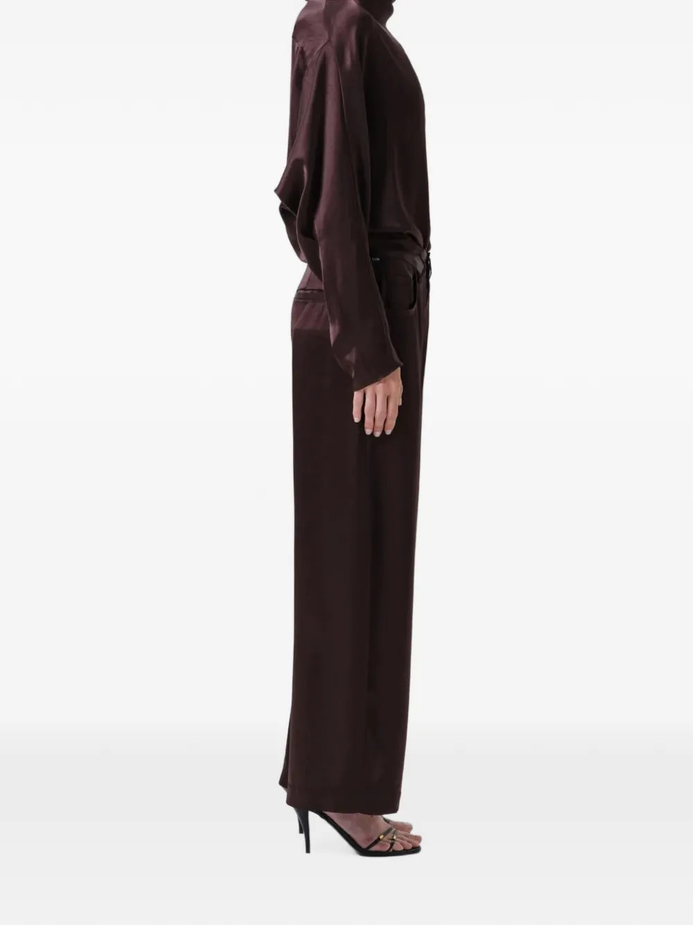 Citizens of Humanity Brynn Hammered-satin Trousers in Brown, view 2
