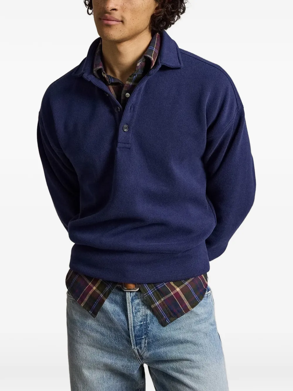 Polo Ralph Lauren Ruimvallende geribbelde polotrui Blauw