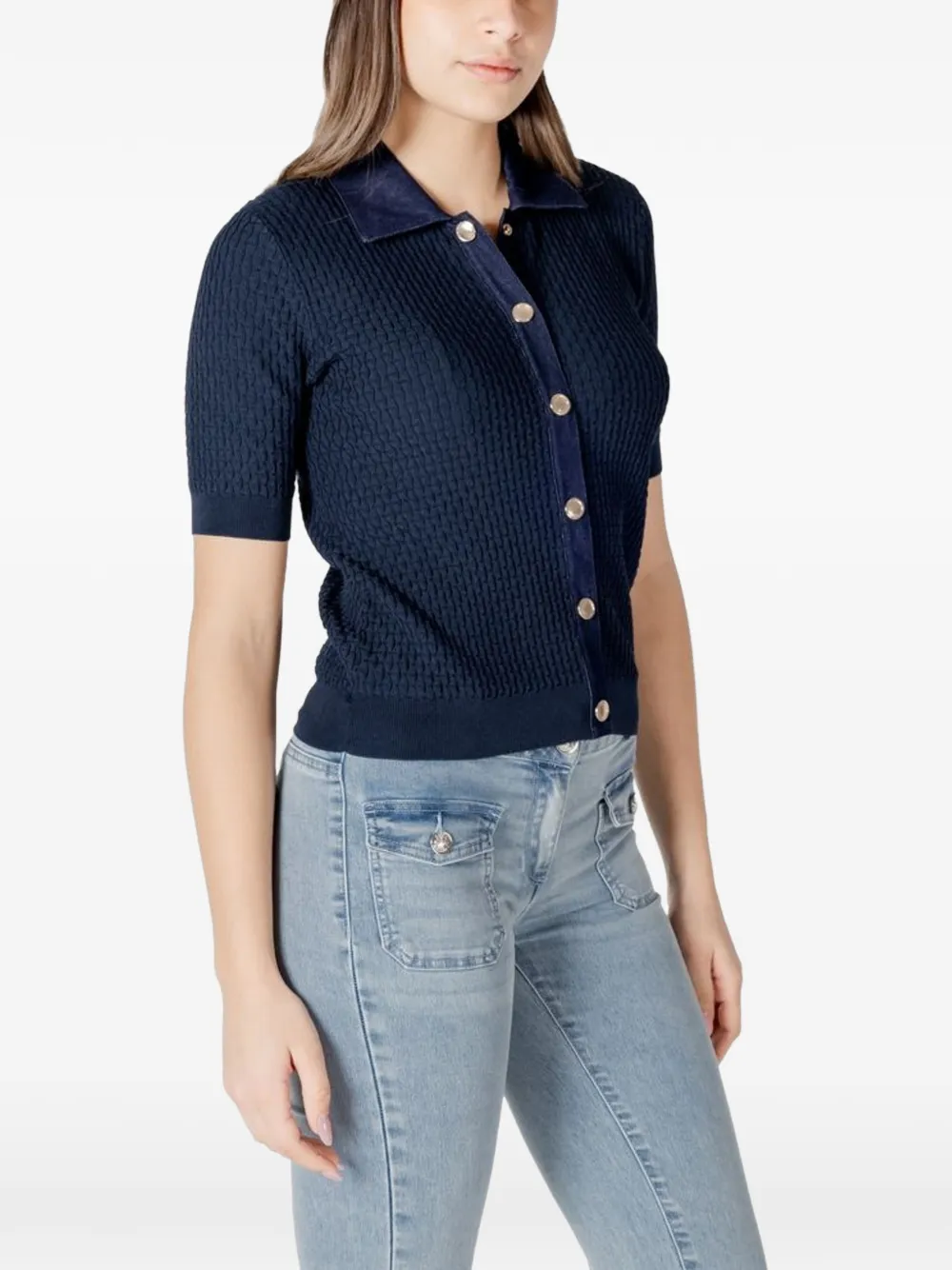 Morgan Vest met korte mouwen en kraag Blauw
