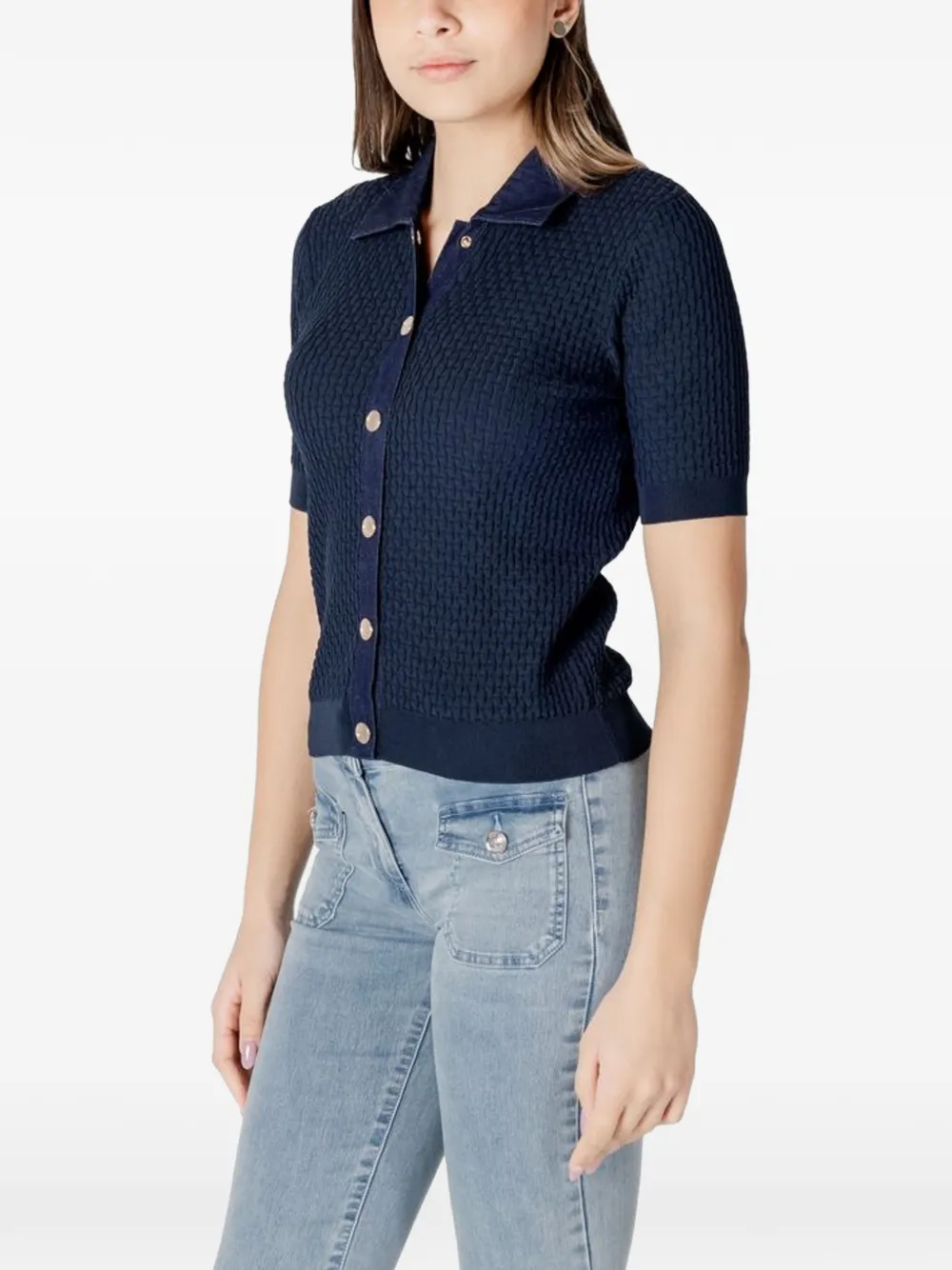 Morgan Vest met korte mouwen en kraag Blauw