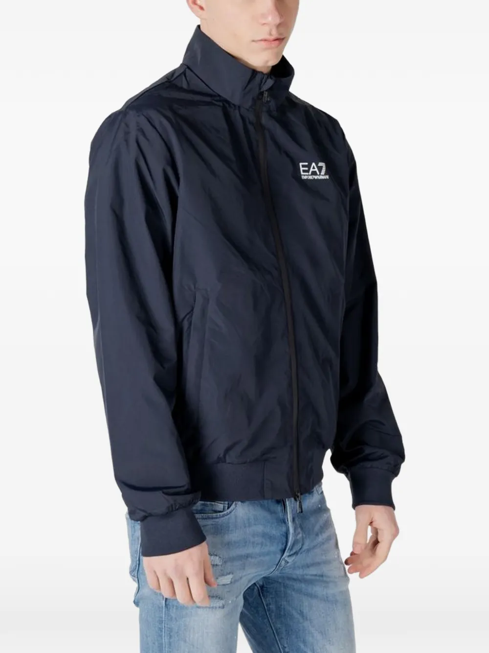 Ea7 Logo-print Bomber Jacket In Blue