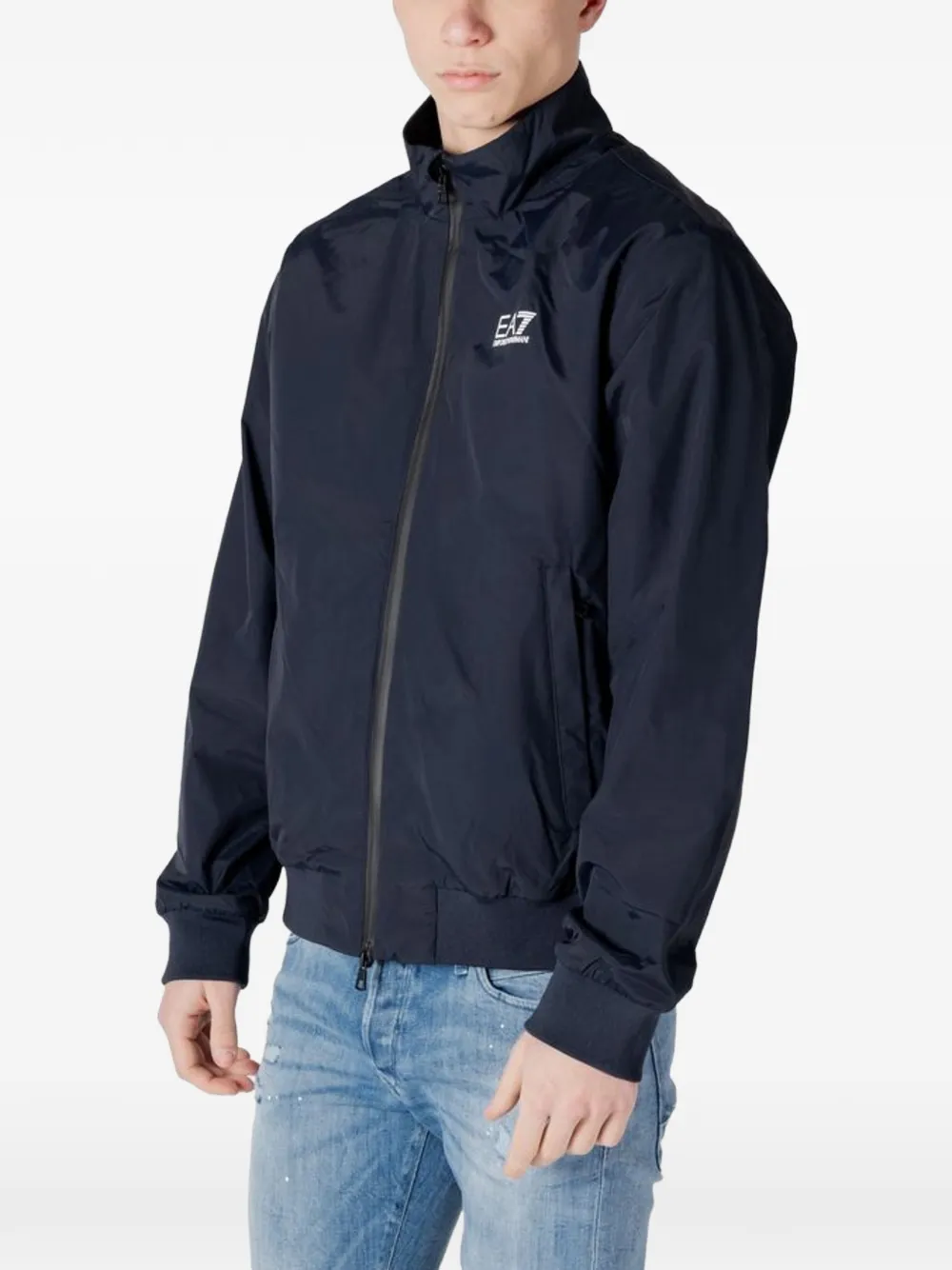 Ea7 Logo-print Bomber Jacket In Blue