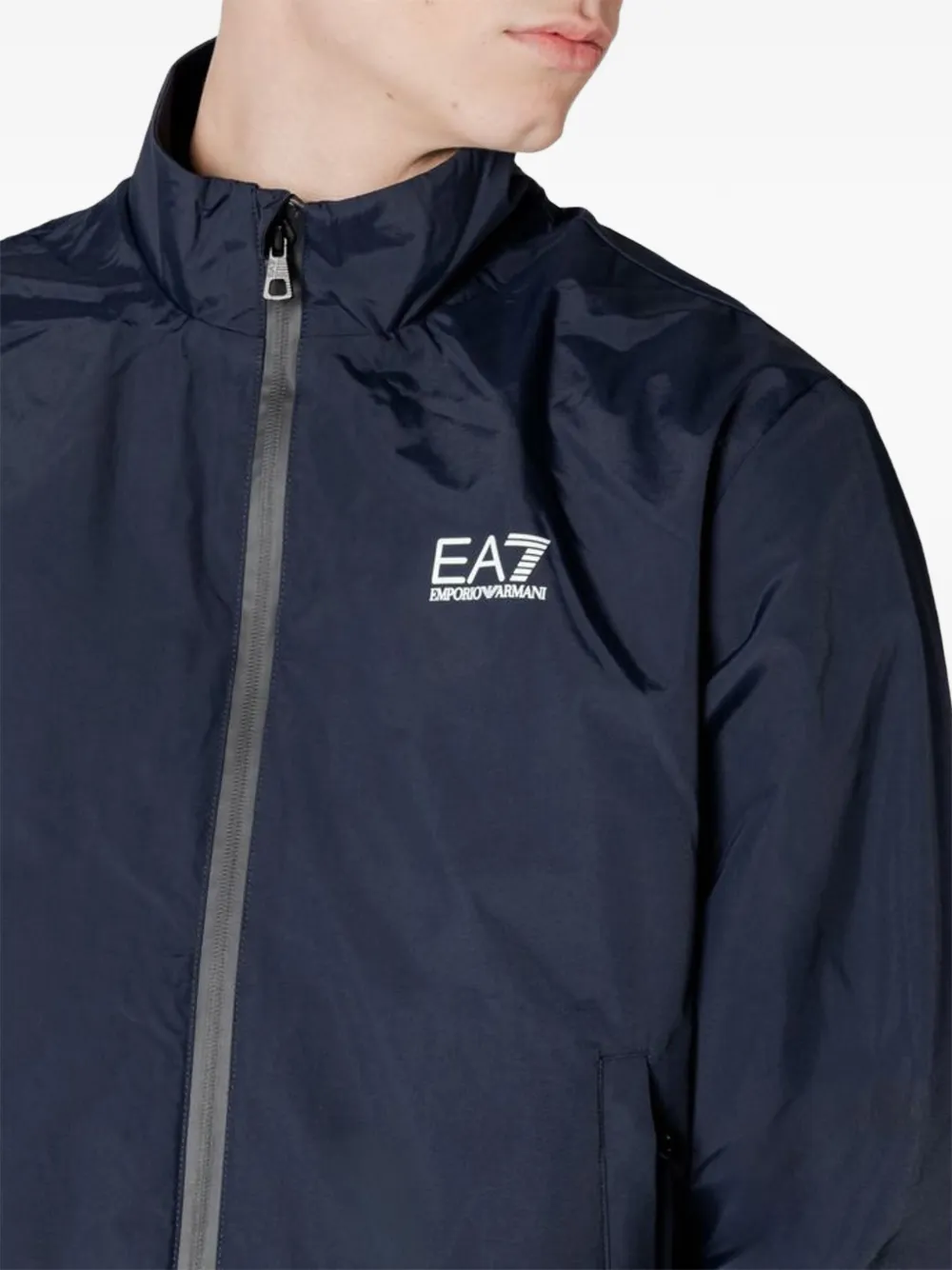 Ea7 Logo-print Bomber Jacket In Blue