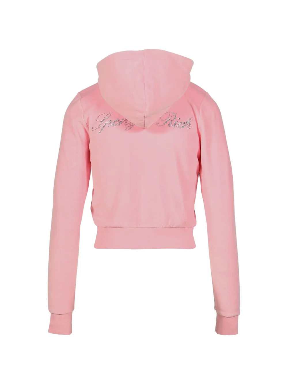 Sporty & Rich crystal-logo velour hoodie Roze